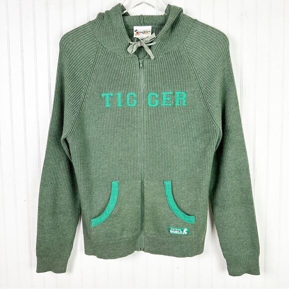 Walt Disney‎ World Original Tigger Zippered Hoodie Sweater Green Large - Picture 8 of 8